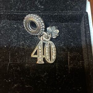 Pandora charm authentic 40 years of love charm clover silver